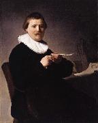 REMBRANDT Harmenszoon van Rijn Portrait of a man trimming his quill (mk33) oil painting